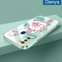 Dienya เคสปลอกสำหรับ Samsung กาแลคซี M30s M21การ์ตูนน่ารักลายโชคดีน่ารักใหม่กรอบสี่เหลี่ยมชุบเคสนิ่มซิลิกาเจลกันกระแทกเคสมือถือรวมทุกฝาครอบป้องกันเลนส์กล้องถ่ายรูป