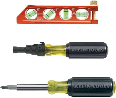 Klein Tools 80073 Reaming Driver Kit with Conduit Reamer, Conduit-Fitting and Reaming Screwdriver and Magnetic Level, 3-Piece