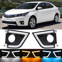 3 สี DRL ไฟวิ่งกลางวันสำหรับ 2014 2015 2016 Toyota Corolla ยูโร LED Day Light ไฟตัดหมอกพร้อมไฟเลี้ยว