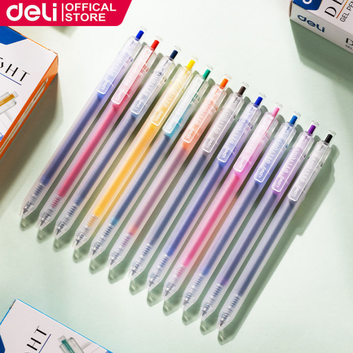 Deli Ballpoint Pen 0.5mm Transparent Frosted Gel Pen Available in 16 ...