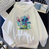 Lilo Stitch มีฮู้ดผู้หญิงพิมพ์ลายกรันจ์เสื้อผ้าผู้หญิงฮาราจูกุ Y2k กรันจ์ที่สวยงาม