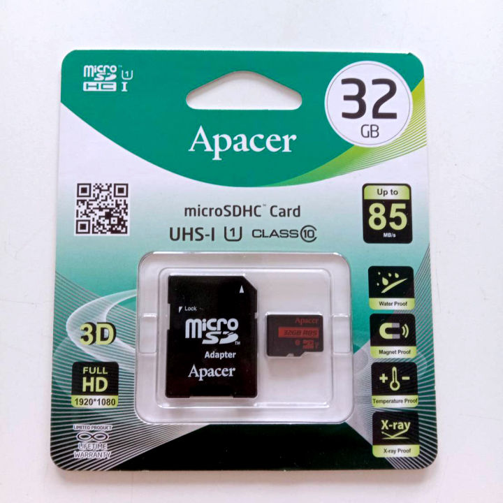 ของแท้-apacer-micro-sdhc-card-32-gb-uhs-i-u1-class10-up-to-85-mb-s-สำหรับ-กล้องวงจรปิด-กล้องติดรถยนต์-โทรศัพท์-micro-sd-เมม-32กิ๊ก-เมมโมรี่การ์ด-32gb-memory-card32gb-sd-card-32gb