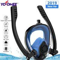 Yoomee Double Tube Snorkelเต็มใบหน้าพร้อมAnti Fog 180 ° Panoramic View, Anti Leak Dry Top Setฟรีดำน้ำหายใจด้วยกล้องเมา