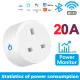 16/20A WIFI Smart Plug Tuya WiFi Smart Socket with Power Adapter Mobile Phone Remote Timer Switch Voice Control Smart Life APP Support Google Home/Alexa with UK Plug Smart Socket