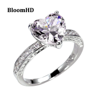 BloomHD ใหม่อินเทรนด์รูปหัวใจสีชมพูเพชรเพทายแหวนสำหรับผู้หญิงและเด็กผู้หญิงขนาด6-10