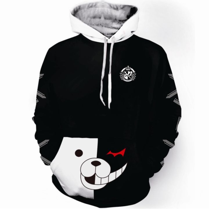 monokuma-bear-เสื้อกันหนาวมีฮู้ดลายหมีขาวดํา