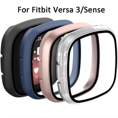Tempered Glass Case For Fitbit Versa 3/Sense Full Cover HD 9H Glass Screen Protector Shell For Fitbit Versa 3/Sense Case Cases Cases