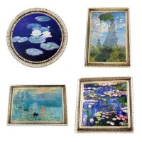 ♧♦๑ Monets Paintings Fridge Magnets Mini Monets Famous Paintings Magnetic Stickers for Message Board Elegant Home Decor Nice Gifts