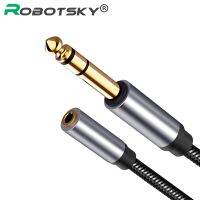 【YF】 Robotsky Male to 3.5mm Female Audio AUX Cable Headset Microphone Recording Adapter Gold Plated 6.5/3.5mm Converter Aux