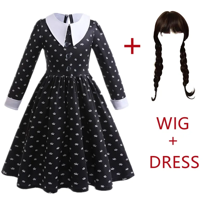 Halloween Party Costumes Movie Wednesday Cosplay Dresses Wednesday Addams  Cosplay Costume Gothic Wind Adult Kids Children Dress