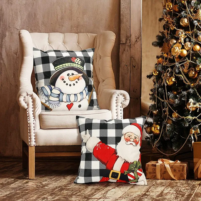 Outdoor Pillows Covers with Inserts Set of 2, Christmas Funny Santa Claus  on Xmas Eve Waterproof Pillow with Adjustable Strap Decorative Throw  Pillows