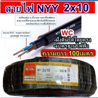 สายไฟฝั่งดิน ฝังดินโดยตรง NYY 2*10 ยาว 100เมตร เบอร์10 มาตรฐานการไฟฟ้า ป้องกันความชี่น สายไฟกันน้ำ