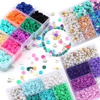 【CW】▲✲  6mm Polymer Clay Beads Flat Round Spacer with Alphabet Pearls for Necklace Making Jewelry