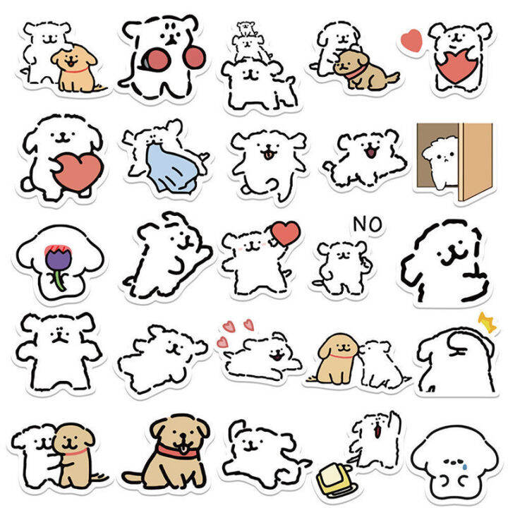 bm-สติกเกอร์น้ำ-diy-คู่มือสติกเกอร์น่ารัก-emoji-jith-line-puppy-ชิ้น100-mal-กระเป๋าตกแต่งโทรศัพท์กันสติ๊กเกอร์ภาพวาด