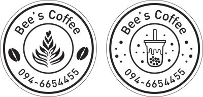 Bee coffee สติีกเกอร์กาแฟ ชาไข่มุก ชานม ตามแบบที่ต้องการ