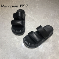 Marquise1997 ้องเท้าผูหญิง รองเท้าแตะลิ่ม รองเท้าแตะเสริมส้นผู้หญิง สบาย ทนทาน อ่อน สง่า FDL2392ZSU 39Z230926