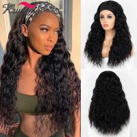 Kryssma Curly Headband Wig Long Wavy Synthetic Headband Wigs Curly Wigs For Black Women Heat Resistant Fiber Hair Curly Wig