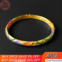 S925 Sterling Silver Colorful Tribal Style Bracelet Colorful Element Striped Bracelet European And American Luxury Brand Jewelry