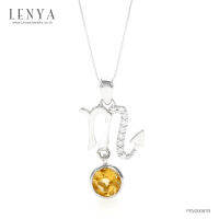 Lenya Jewelry  จี้สัญลักษณ์ Zodiac ประจำราศีพิจิก เจ้าแห่งผู้รักความสันโดษ ประดับซิทรีน (Citrine) สีเหลือง และคิวบิกเซอร์โคเนีย( Cubic Zirconia) บนตัวเรือนเงินแท้ชุบทองคำขาว