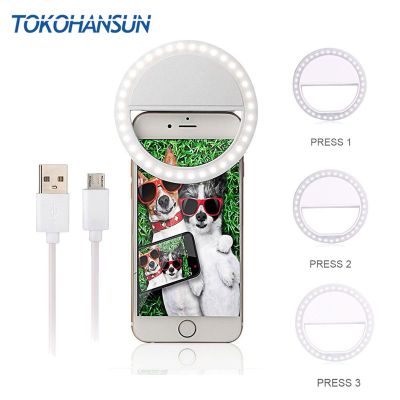 Usb Charging Selfie Ring Led Phone Clip Light Lamp Mobile Phone Lens LED Selfie Lamp Ring Flash Lenses For Iphone Samsung Huawei Phone Camera Flash Li