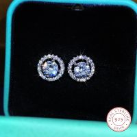 【YP】 925 Sterling High-End Fashion Jewelry Round Earrings Exquisite Diamond-Studded Ladies