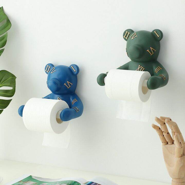 little-bear-wall-hanging-roll-paper-towel-rack-no-hole-bathroom-storage-rack-toilet-toilet-paper-rack