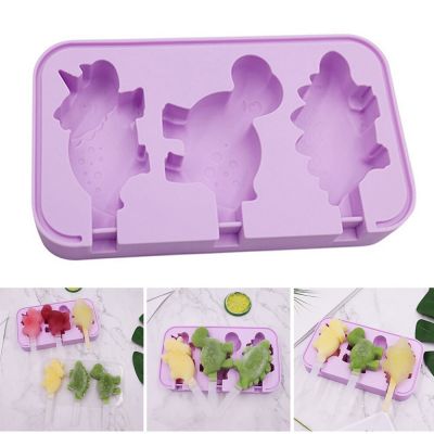 Silicon Ice Cream Stencil Dinosaur Shape with 6 PP Stick Easy Release 4 Colors Multifunctional Ice-cream Mould Popsicle xqmg Ice Maker Ice Cream Mould