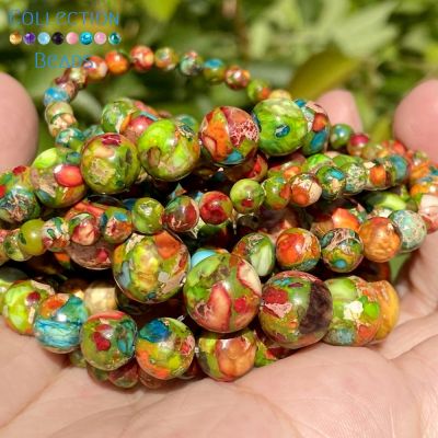 4 6 8 10mm Natural Stone Beads Colorful Sea Sediment Jaspers Turquoises Round Beads For Jewelry Making DIY Bracelets Accessories