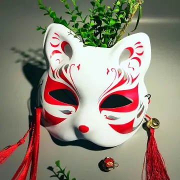 Neon White Game Green Mask - Japanese Kitsune Cosplay