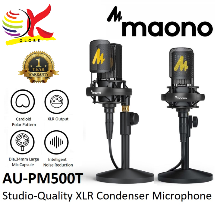 MAONO AU-PM500 / AU-PM500T LDC XLR CONDENSER MICROPHONE WITH 34MM LARGE ...