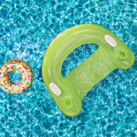 PVC Water Floating Chair with Cup Holder and Repair Stickers Inflatable Water Floating Backrest Recliner for Beach Pool Party