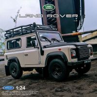 Welly 124 Land Rover Defender ล้อแม็กรถยนต์รุ่น D Iecast โลหะของเล่นนอกถนนยานพาหนะรถรุ่นจำลองการเก็บของขวัญเด็ก