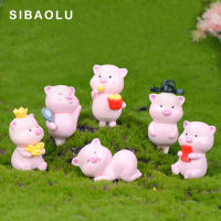 Pink Piggy Brother การ์ตูนสัตว์รุ่น Figurine dollhouse เค้กตกแต่งบ้าน Miniature Fairy Garden อุปกรณ์ตกแต่ง