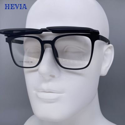 g2ydl2o Hevia แว่นตากันแดด เลนส์โพลาไรซ์ แบบฝาพับแม่เหล็ก ทรงสี่เหลี่ยม สําหรับผู้ชาย และผู้หญิง PG082