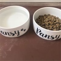 2pcs Pet Name Decal Custom Stickers Cat Bowl Dog Bowl Labels Personalized Vinyl Name Feeding Dishes Sticker Pet Gifts