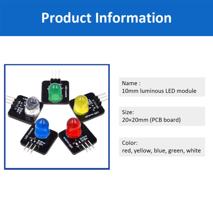 pcbfun-ชุดสัญญาณไฟ-led-เซ็นเซอร์-led-dc-3-3v-5v-10มม-โมดูลเปล่งแสงเหมาะสำหรับอุปกรณ์รีโมตควบคุมขนาดเล็กควบคุม-arduino-ไฟแสดงสถานะ-หลอดเปล่งแสงแสง