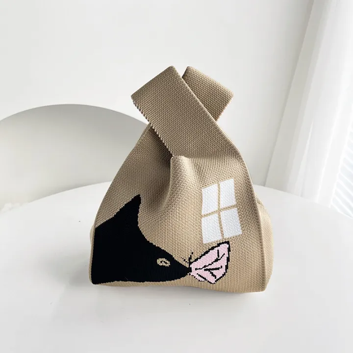 tote-bag-reusable-wrist-mini-knit-casual-japanese-bags-student-women-knot-wrist-bag-handmade-handbag-knit-handbag