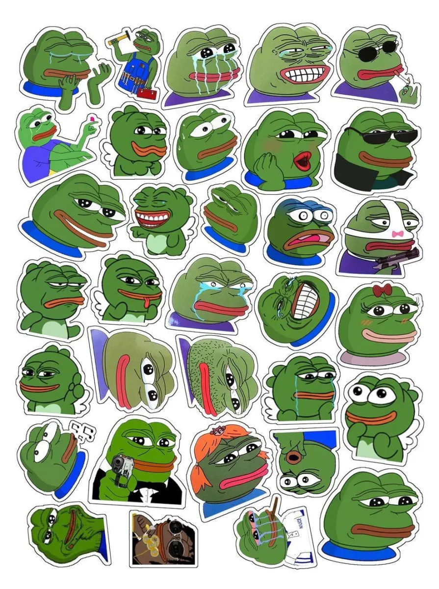 Sticker ếch xanh meme cute 30-60 hình ép lụa khác nhau/ hình dán ...