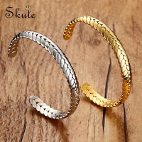 ❤Skute ข้าวสาลีหูสแตนเลสกำไลข้อมือข้อมือไทเทเนียมง่าย unisex สร้อยข้อมือผู้หญิงผู้ชาย