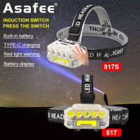 Asafee ไฟ LED 817ศีรษะที่แข็งแรงไฟตกปลาไฟหน้าสำหรับทำงานที่บ้านไฟเตือนมัลติฟังก์ชั่น