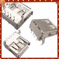 BUSH ประเภท USB-A พอร์ต USB Type A มาตรฐาน หุ้มประเภท AF ไม่มีขอบ90องศา ซ็อกเก็ต PCB ของใหม่ บอร์ดปลั๊กอินแนวนอน ตัวเชื่อมต่ออินเตอร์เฟส2.0USB สายต่อสายไฟ