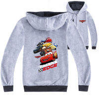 Lightning McQueen สาวฤดูใบไม้ผลิและฤดูใบไม้ร่วง Hooded Zipper เสื้อแขนยาว Lesure สีดำ/ สีเทาเด็กทารกเสื้อเด็กผู้หญิงเสื้อผ้าผ้าฝ้าย + โพลีเอสเตอร์