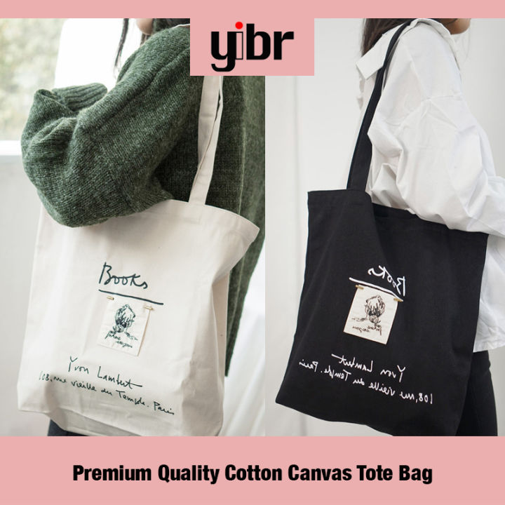 YIBR - Premium Quality Cotton Canvas Printed Book Tote Bag - Champagne ...