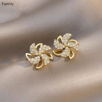 Family Flower Flash Sale หมุน Windmill EAR studs 925ต่างหูเงินสเตอร์ลิงผู้หญิงเครื่องประดับ