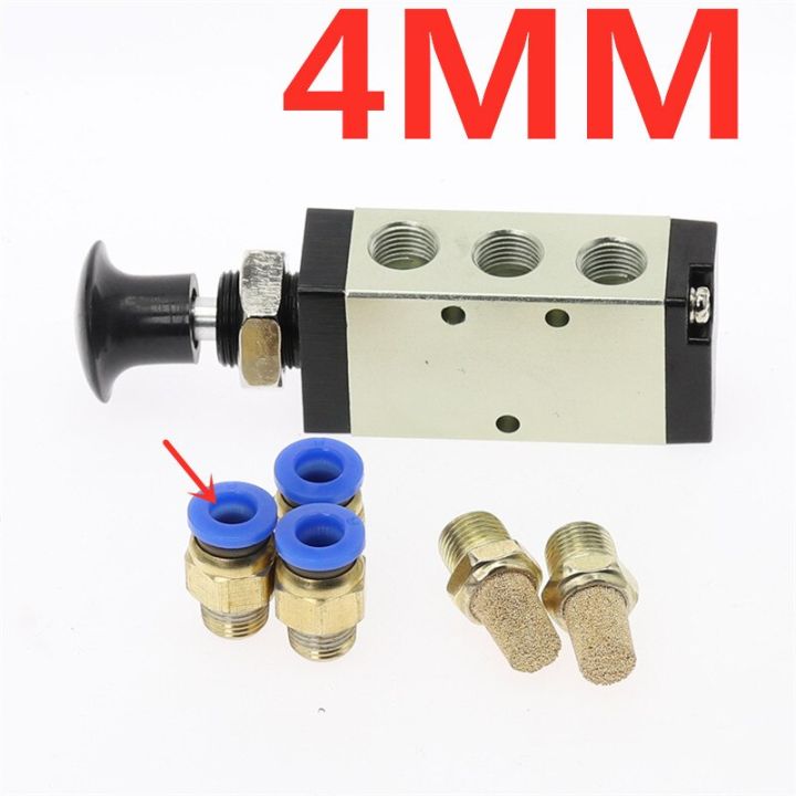 4r110-06-2-position-5-way-pneumatic-air-hand-lever-operated-solenoid-valve-fittings-connector-silencer-valves
