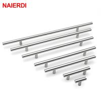 ✼ NAIERDI 2 24 Stainless Steel Cabinet Handles Diameter 10mm Kitchen Pull Door T Bar Straight Handle Knobs Furniture Hardware