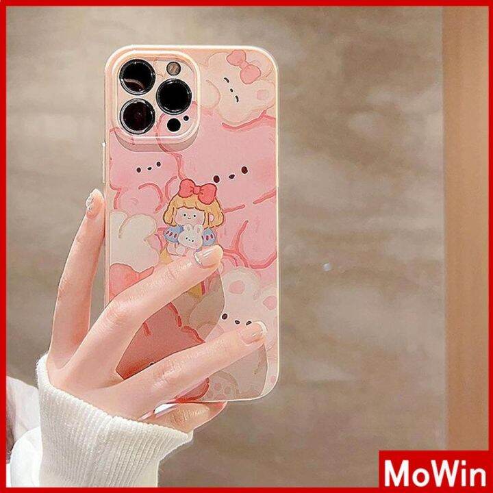 mowin-เข้ากันได้สำหรับ-เคสไอโฟน-เคสไอโฟน11-เคส-สำหรับ-iphone-14-เคสไอโฟนครีมเคสนิ่มเคลือบมัน-กันกระแทกฝาครอบกล้องป้องกันหมีน่าร