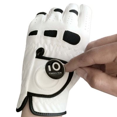 2 Pc4 Pc Premium PU Leather Mens Golf Gloves with Ball Marker Cabretta Left Right Hand All Weather Grip Breathable