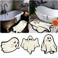 Ghost Rug Halloween Ghost Welcome Door Mat Ghost Face Patterned Cartoon Doormat Non Slip Front Door Mat Trick or Treat Indoor/Outdoor Decoration carefully