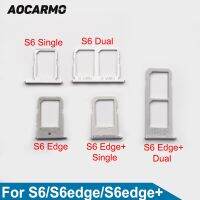 Aocarmo ถาดใส่ซิมซิมการ์ดนาโนโลหะกระเป๋าใส่ของสำหรับ Samsung Galaxy S6 S6edge บวก G920 G928 G925/เงิน/เทา